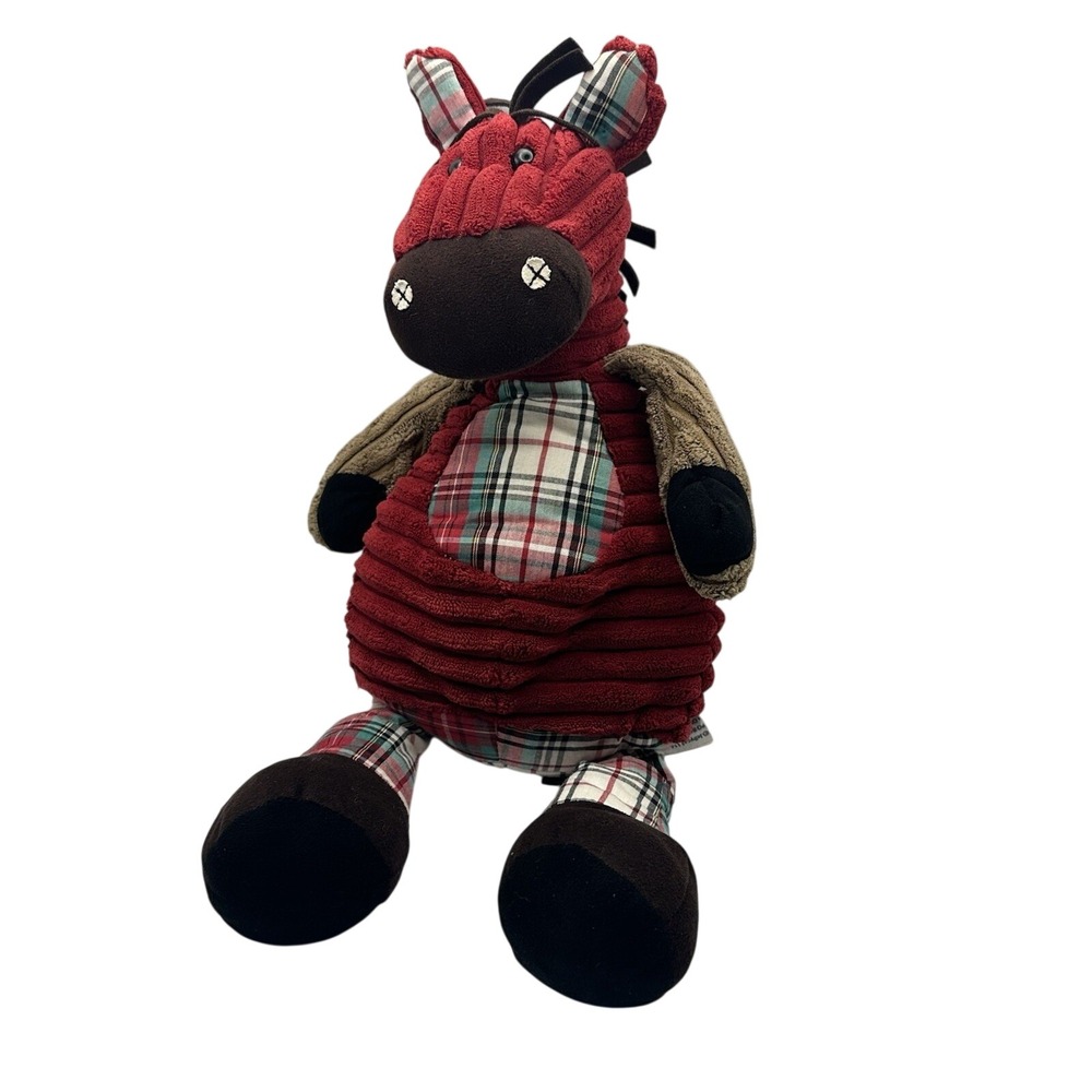 Jellycat I Am Corduroy Horse 14" Red Plaid Plush Cordy Roy Ribbed Stuffed